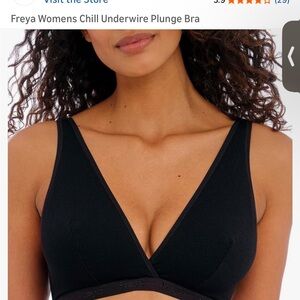 $56 Freya Womens XL Chill No Underwire Plunge Bra Black Deep V T Shirt Bra Modal